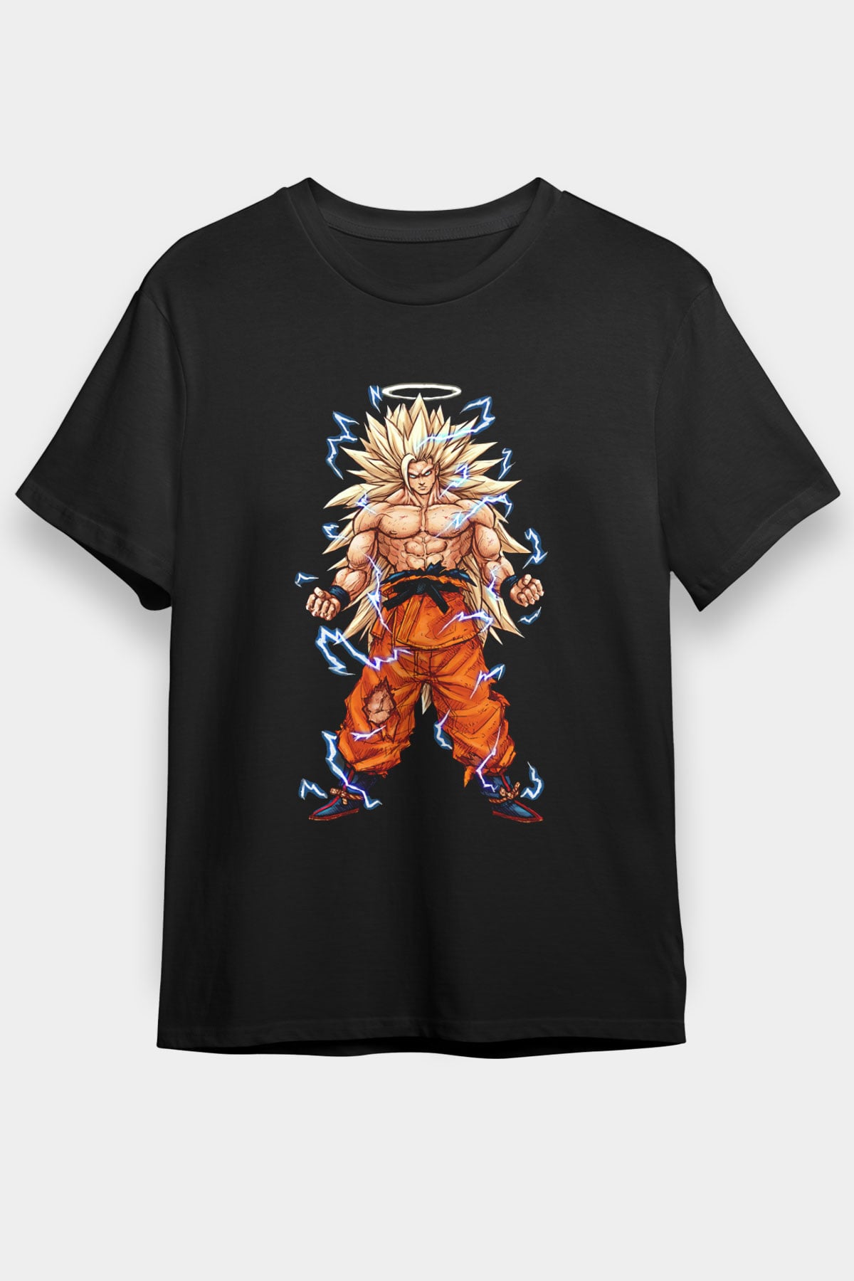 Goku Baskılı Unisex Siyah Tişört - Tshirt