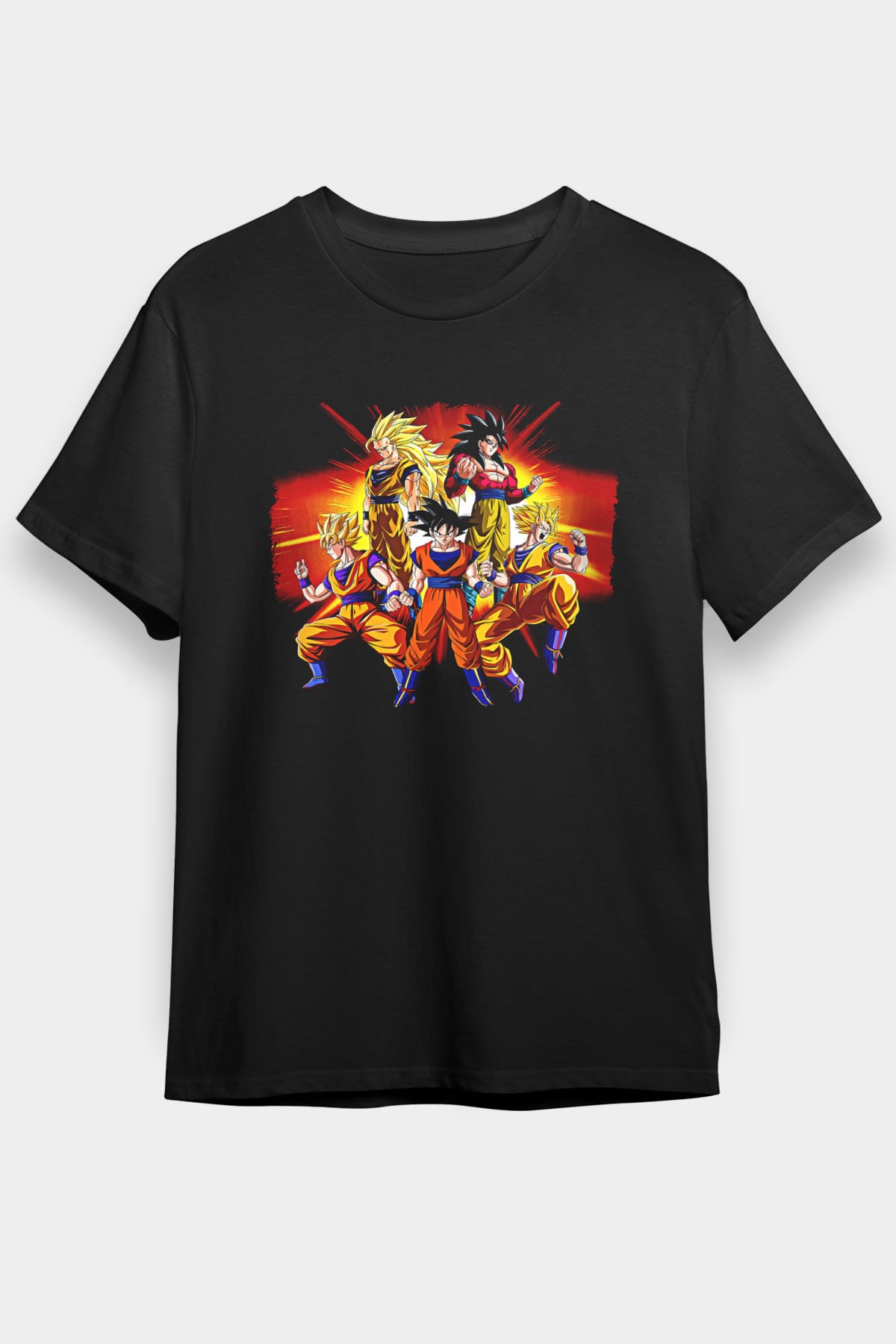 Goku Baskılı Unisex Siyah Tişört - Tshirt