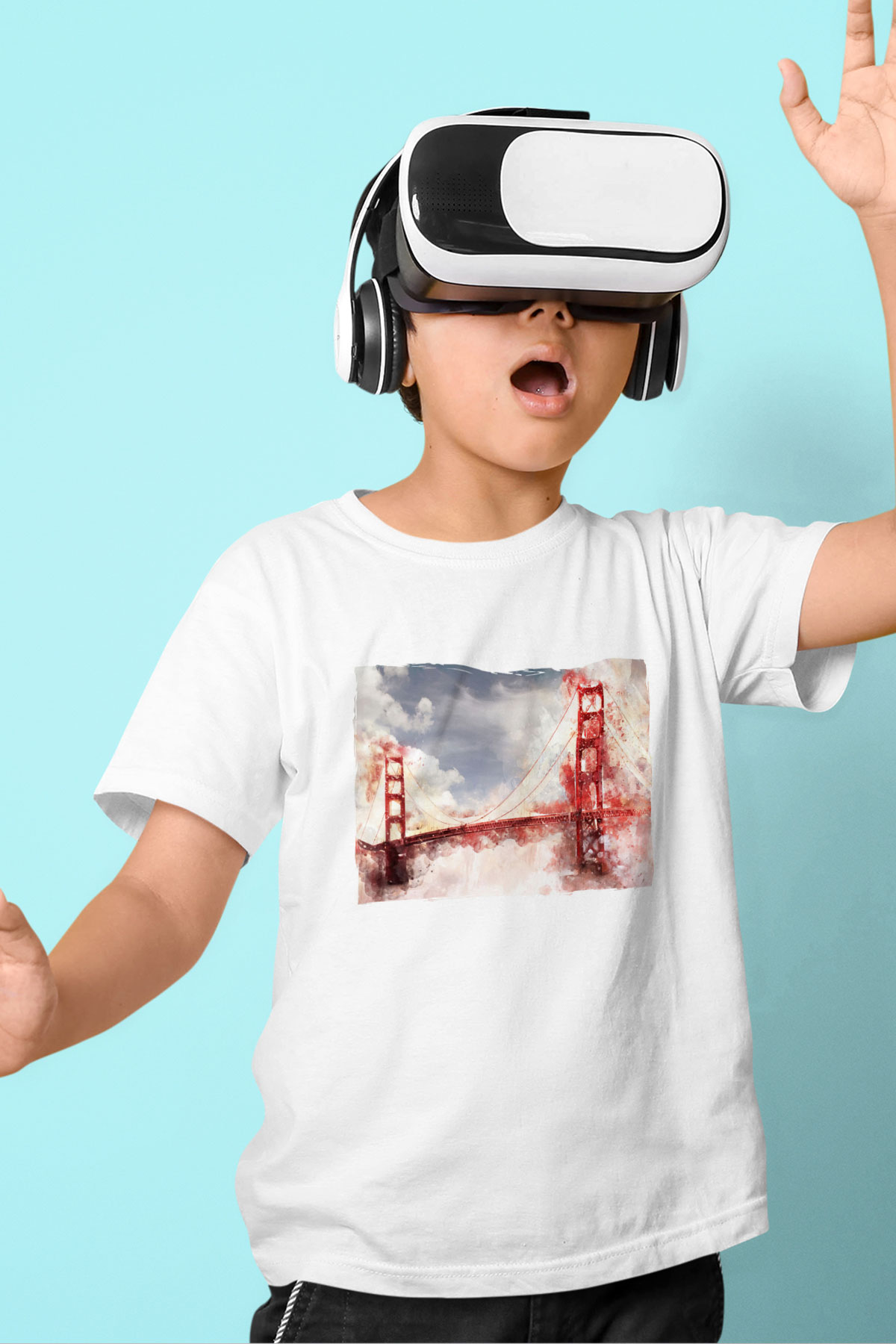 Golden Gate Bridge Beyaz Unisex Çocuk Tişört