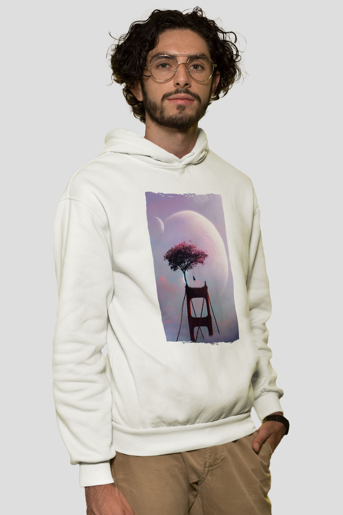 Golden Gate Bridge Beyaz Unisex Hoodie