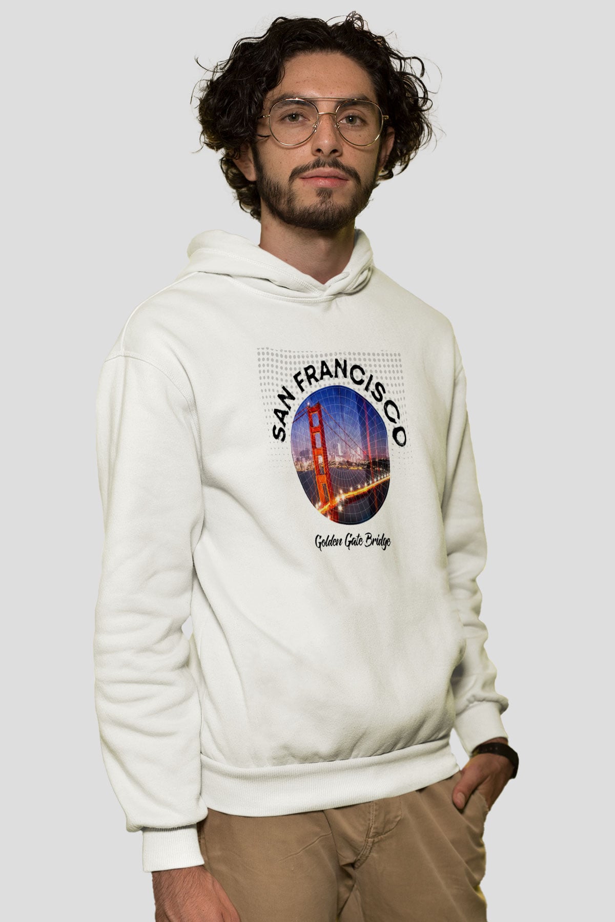 Golden Gate Bridge Beyaz Unisex Hoodie