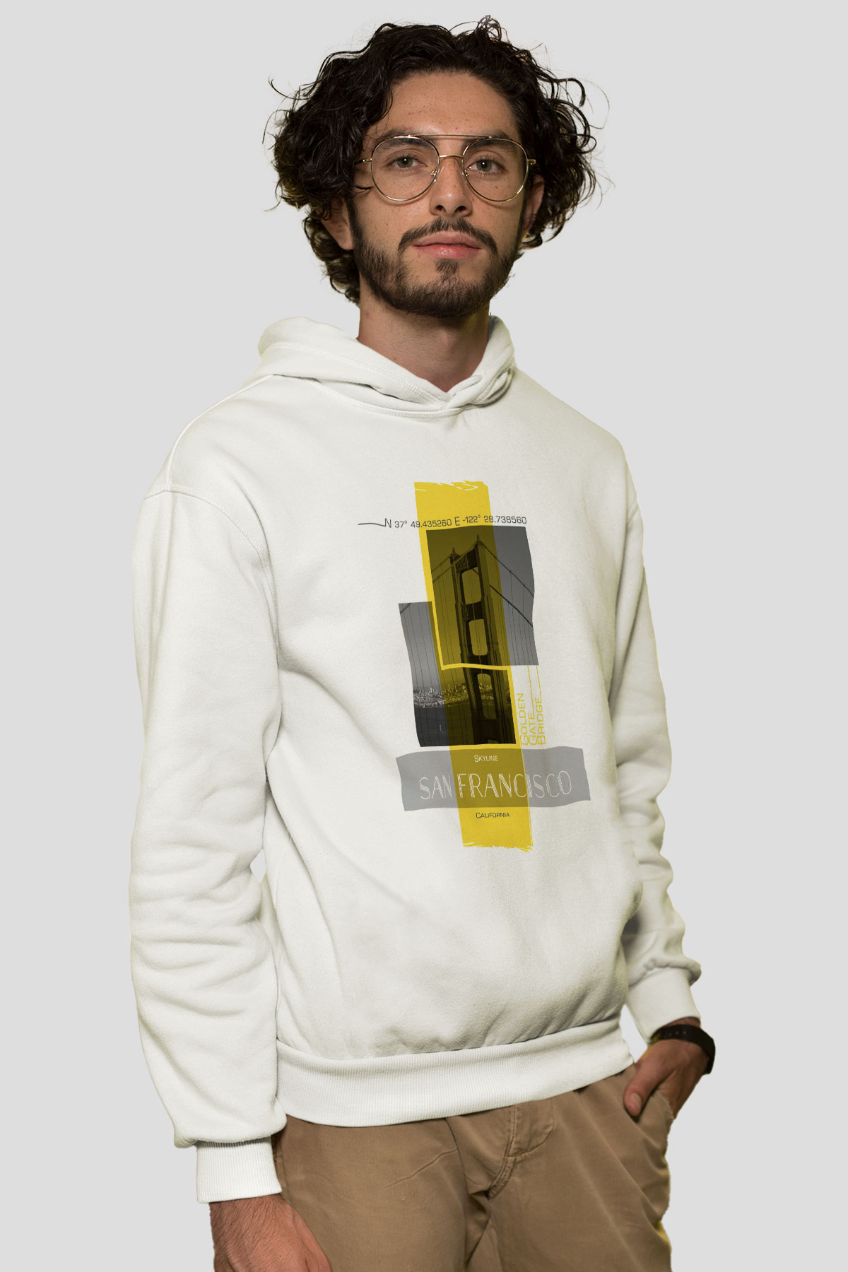 Golden Gate Bridge Beyaz Unisex Hoodie