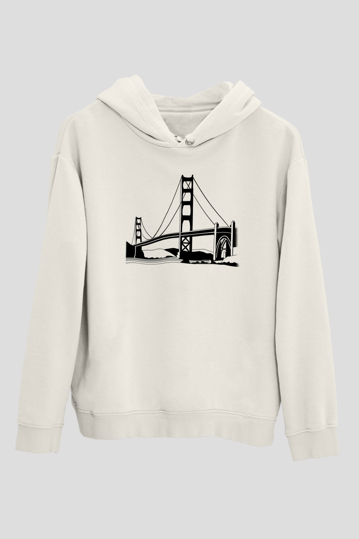 Golden Gate Bridge Beyaz Unisex Kapşonlu Sweatshirt