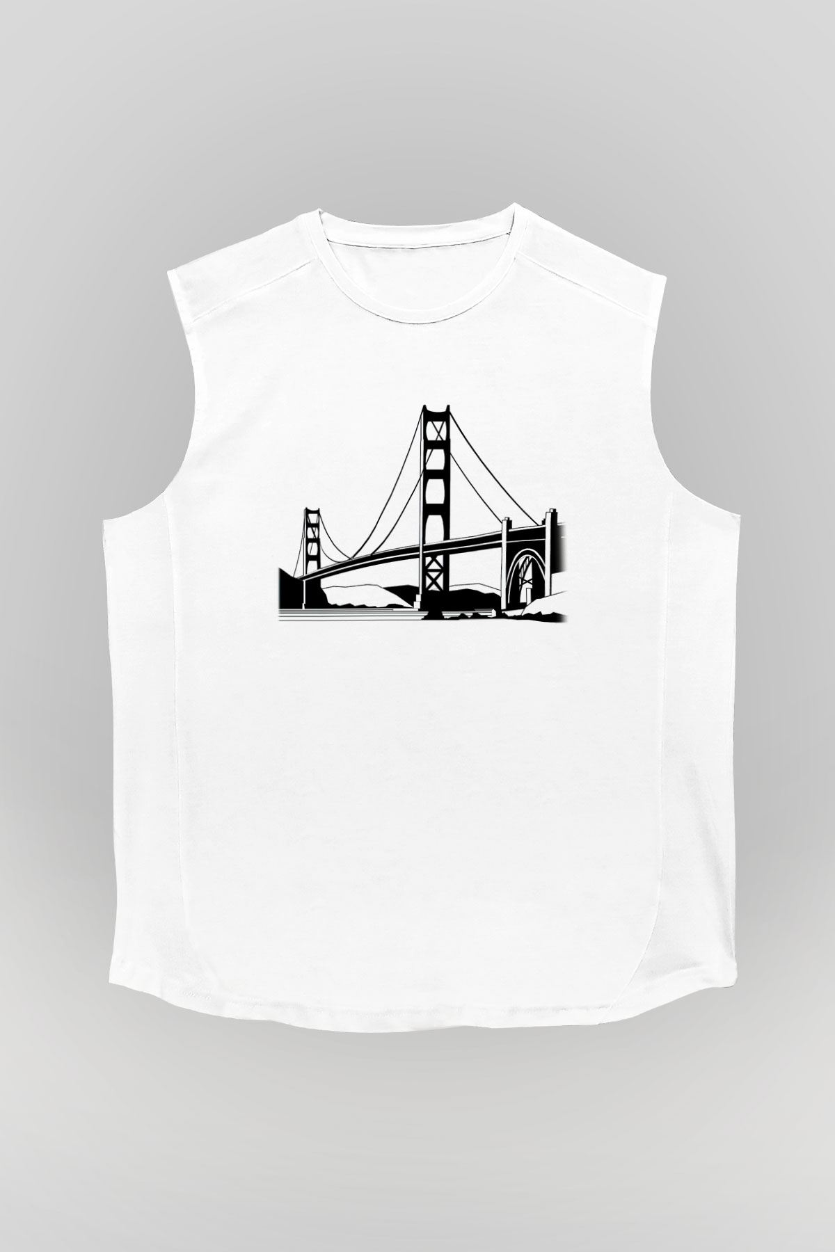 Golden Gate Bridge Beyaz Unisex Kolsuz Tişört