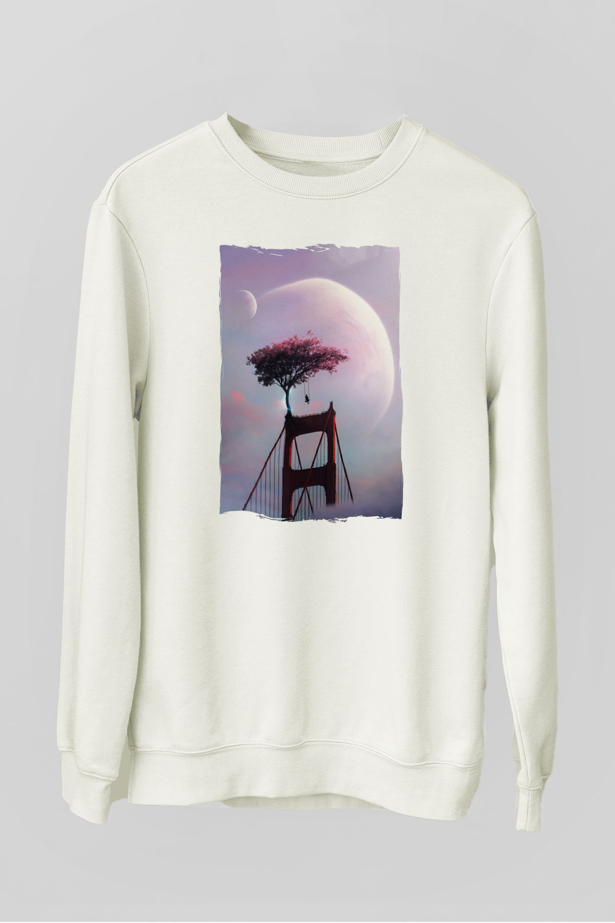Golden Gate Bridge Beyaz Unisex Sweatshirt