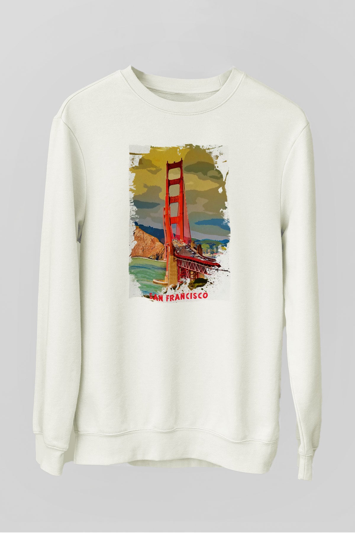 Golden Gate Bridge Beyaz Unisex Sweatshirt