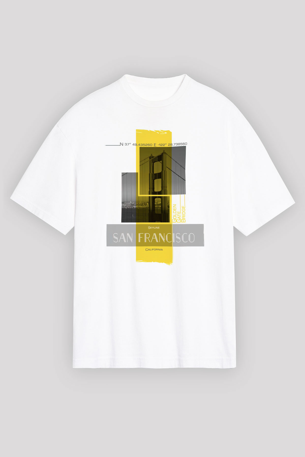 Golden Gate Bridge Beyaz Oversize Tişört Oversize T-shirt - TişörtFabrikası