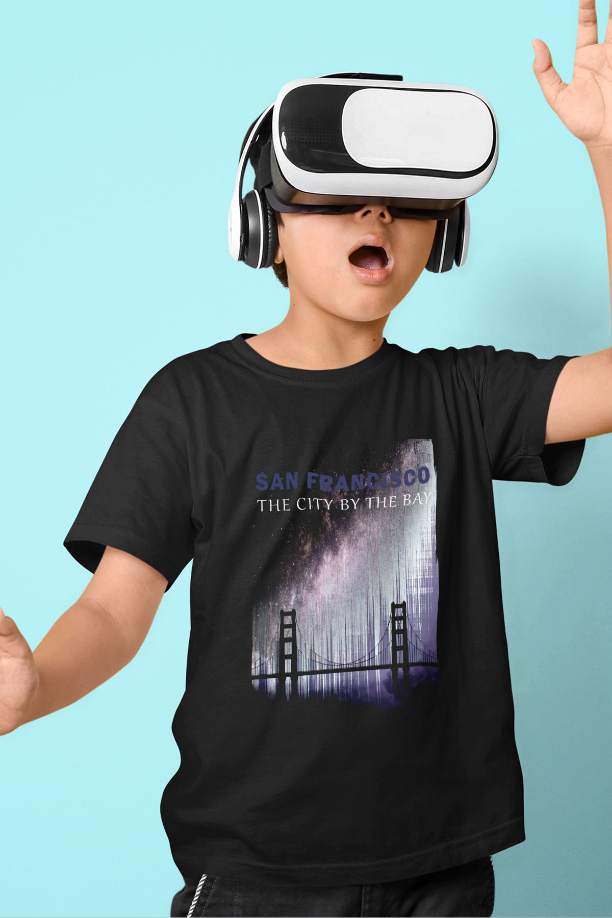 Golden Gate Bridge Siyah Unisex Çocuk Tişört