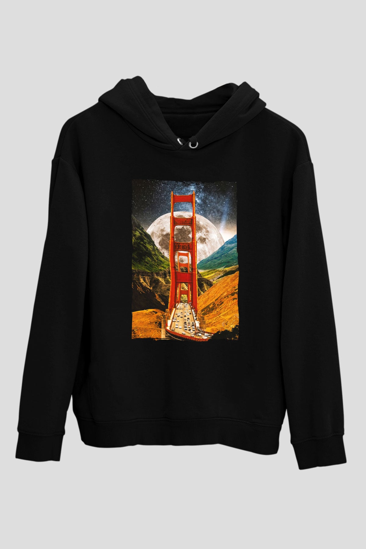 Golden Gate Bridge Siyah Unisex Hoodie