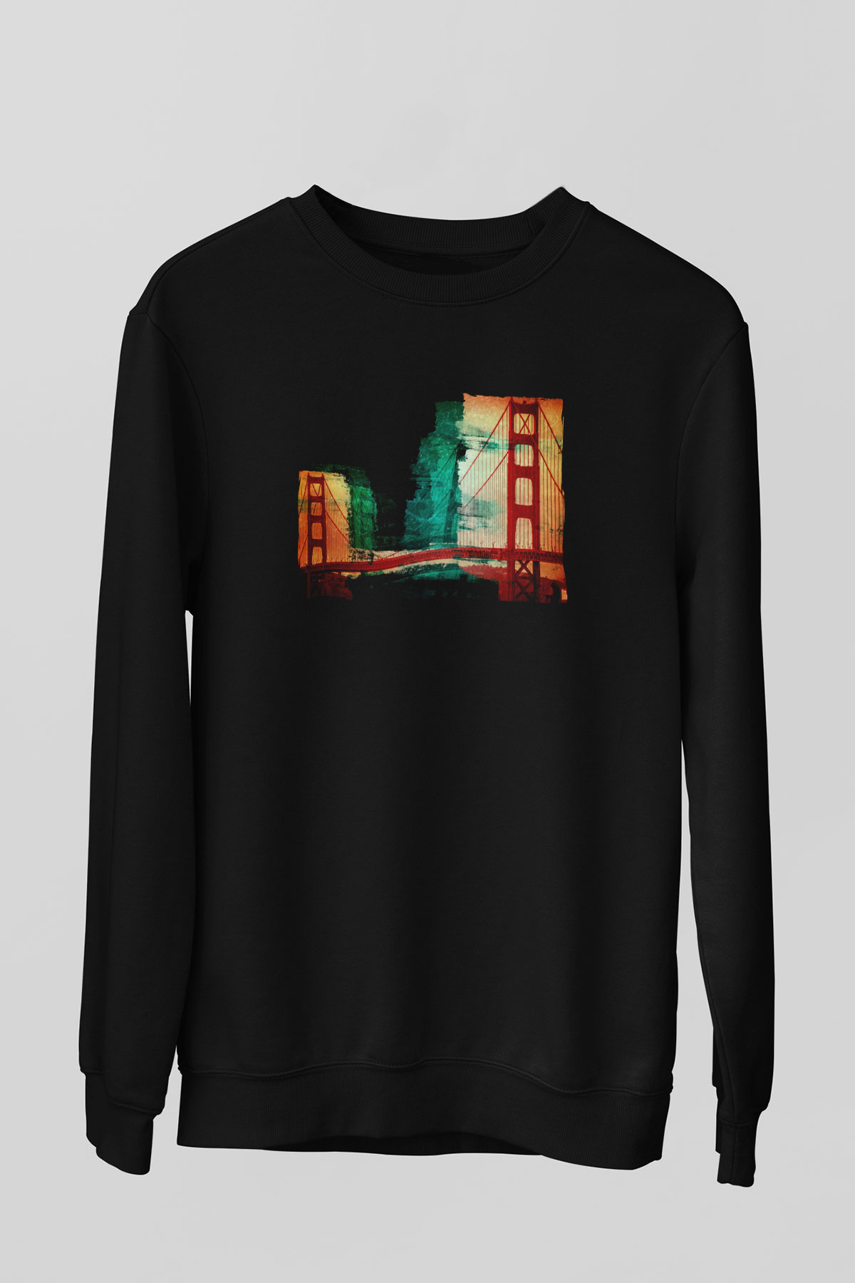 Golden Gate Bridge Siyah Unisex Sweatshirt