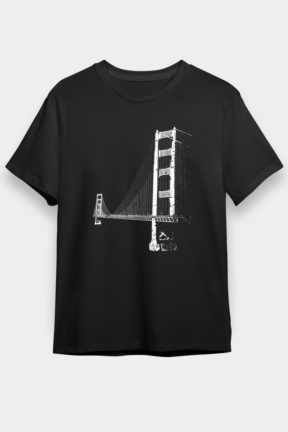 Golden Gate Bridge Siyah Unisex Tişört T-Shirt - TişörtFabrikası