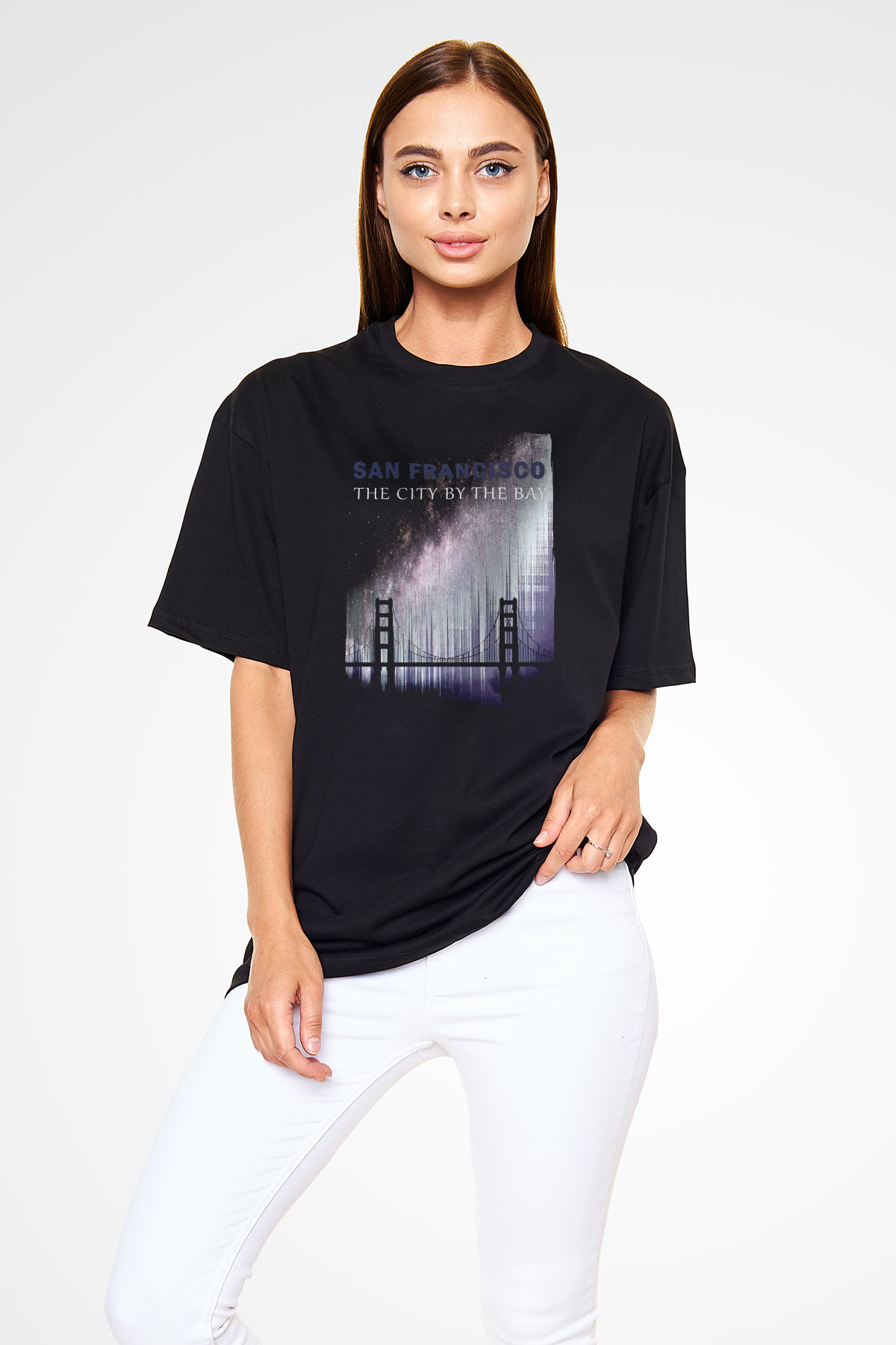 Golden Gate Bridge Siyah Oversize Tişört Oversize T-shirt - TişörtFabrikası
