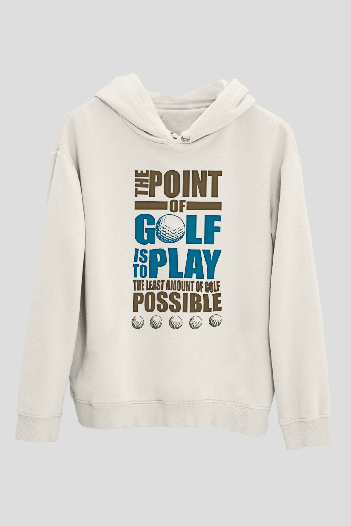 Golf Baskılı Unisex Ekru Hoodie