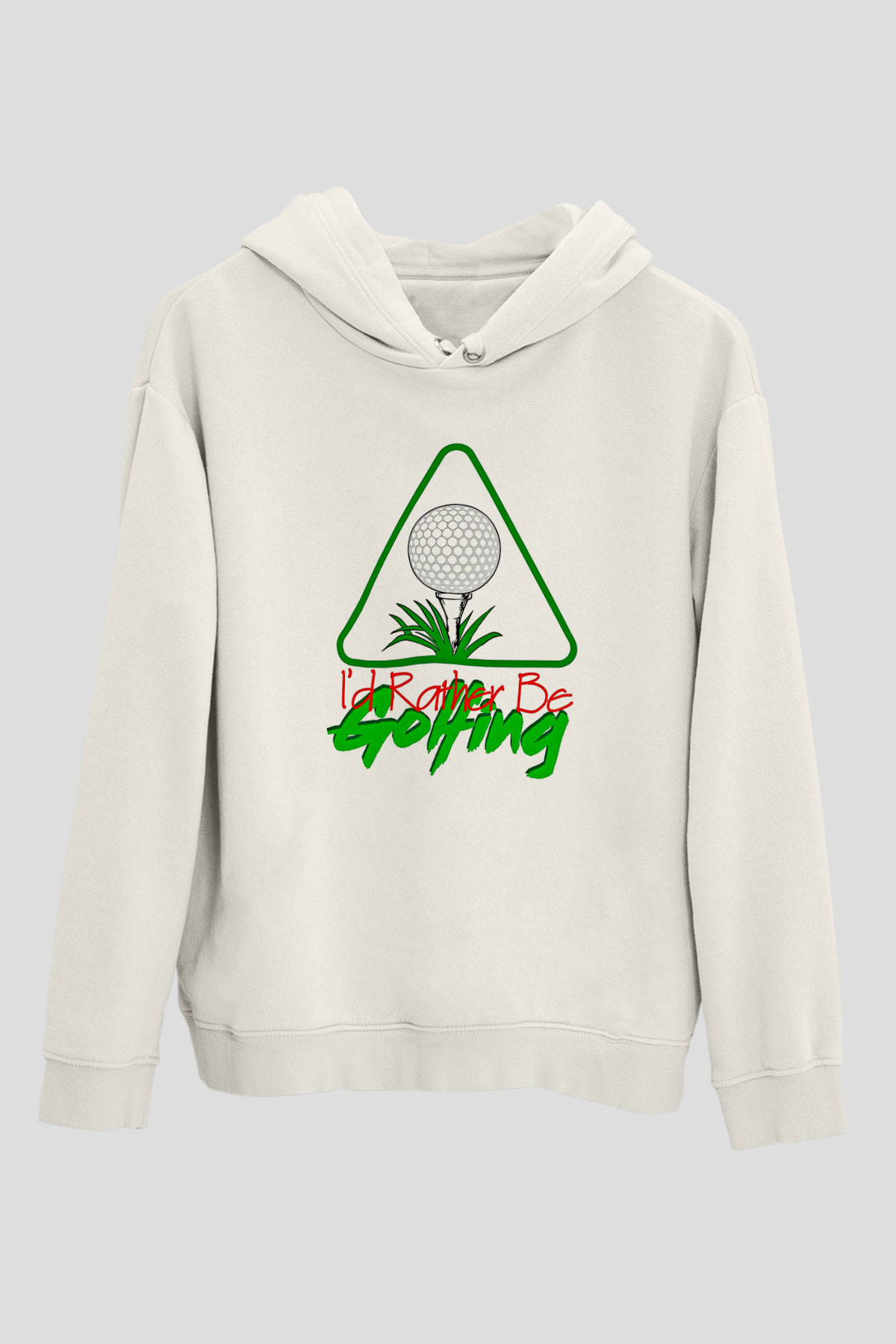 Golf Baskılı Unisex Ekru Hoodie