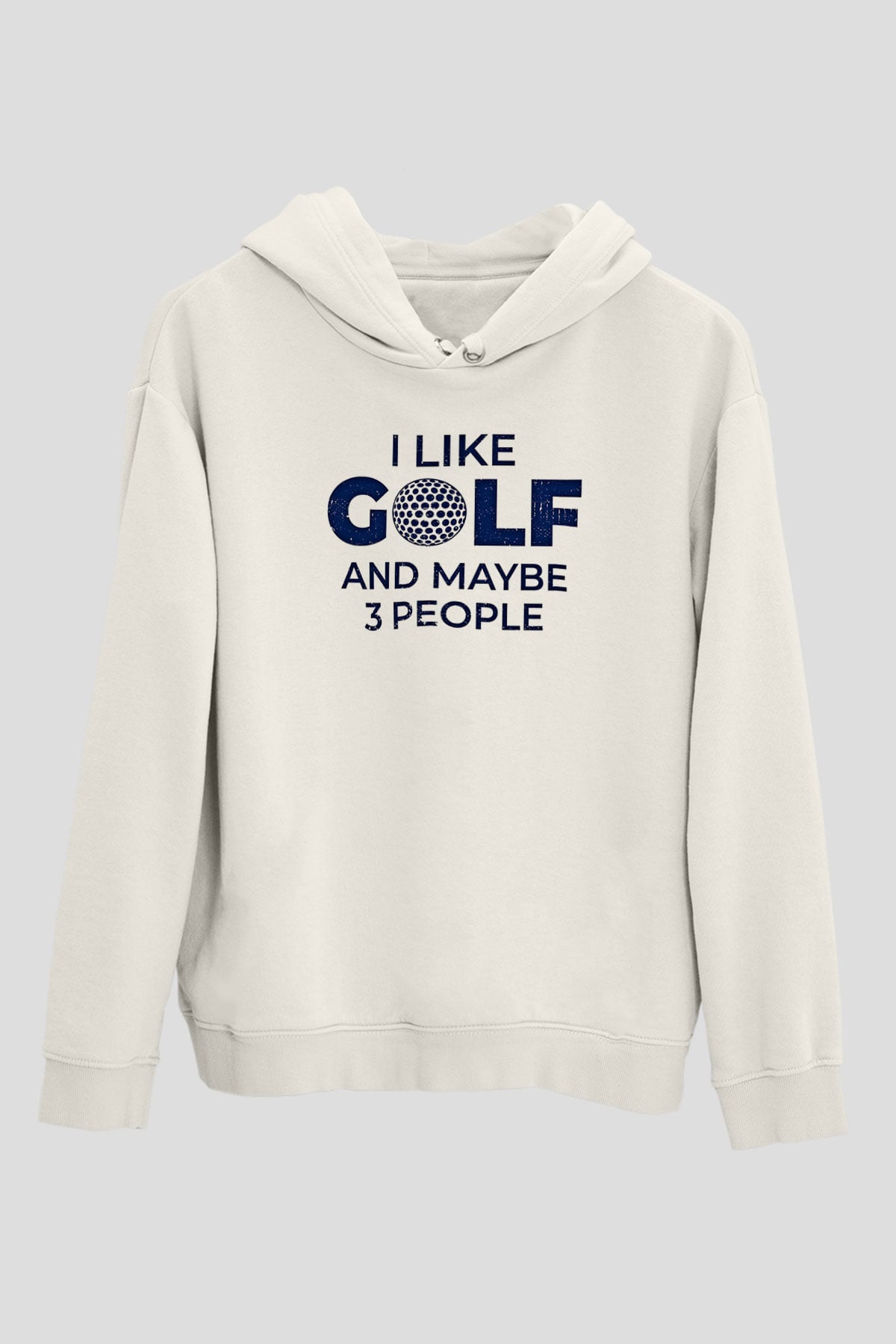Golf Baskılı Unisex Ekru Hoodie