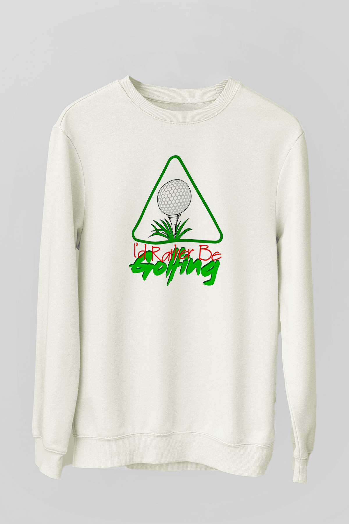 Golf Baskılı Unisex Ekru Sweatshirt