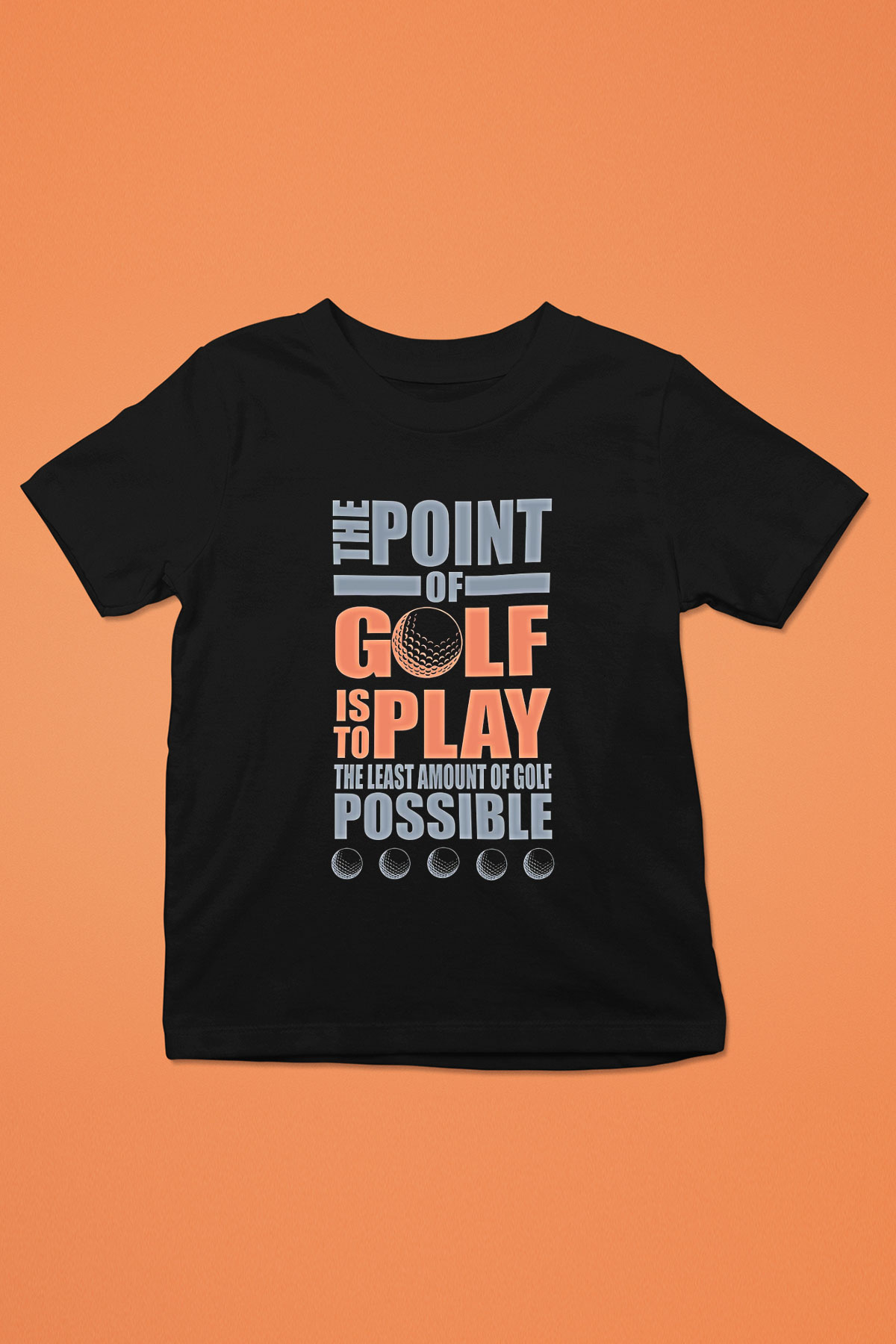 Golf Baskılı Unisex Siyah Çocuk Tİşörtü - Tshirt
