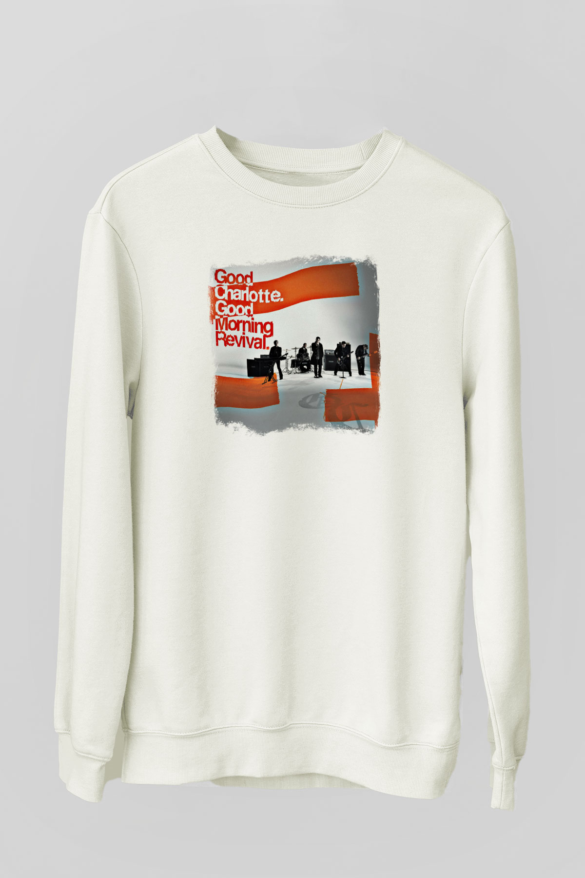 Good Charlotte Baskılı Unisex Beyaz Sweatshirt