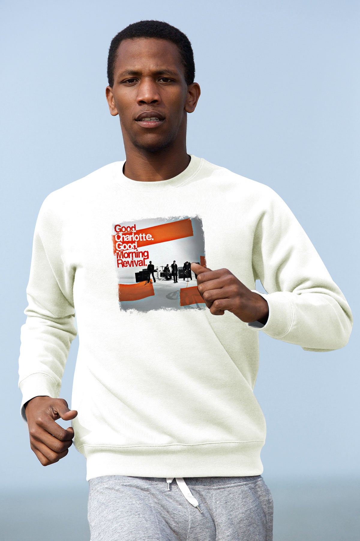 Good Charlotte Baskılı Unisex Beyaz Sweatshirt