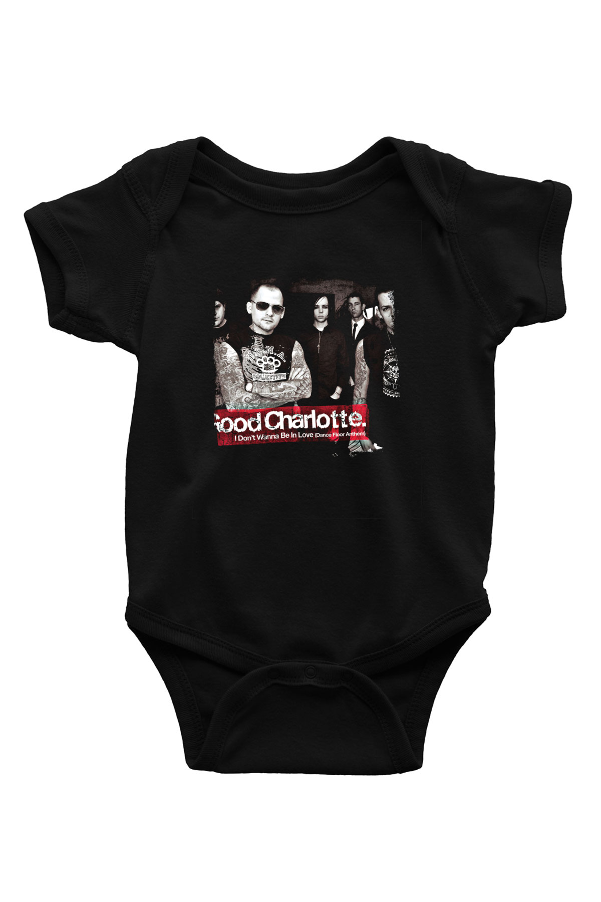 Good Charlotte Baskılı Unisex Siyah Bebek Body - Zıbın