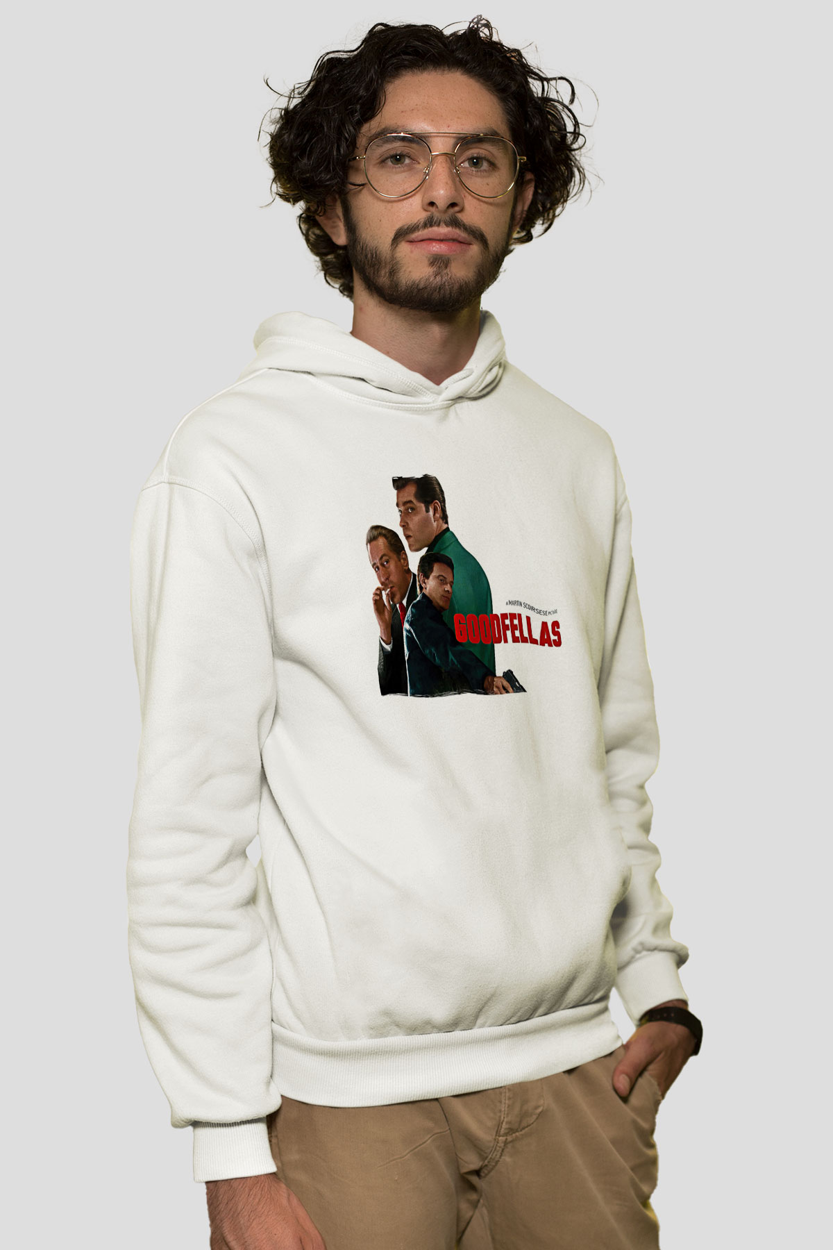 Goodfellas Baskılı Beyaz Unisex Hoodie