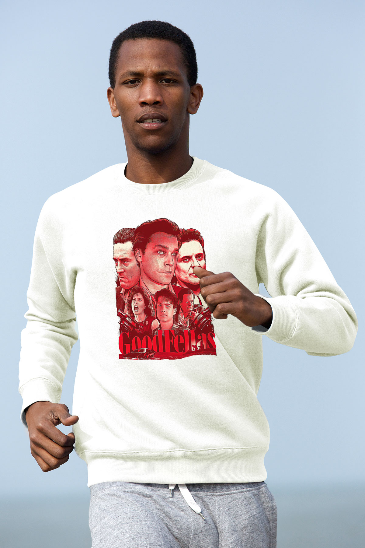 Goodfellas Baskılı Beyaz Unisex Sweatshirt