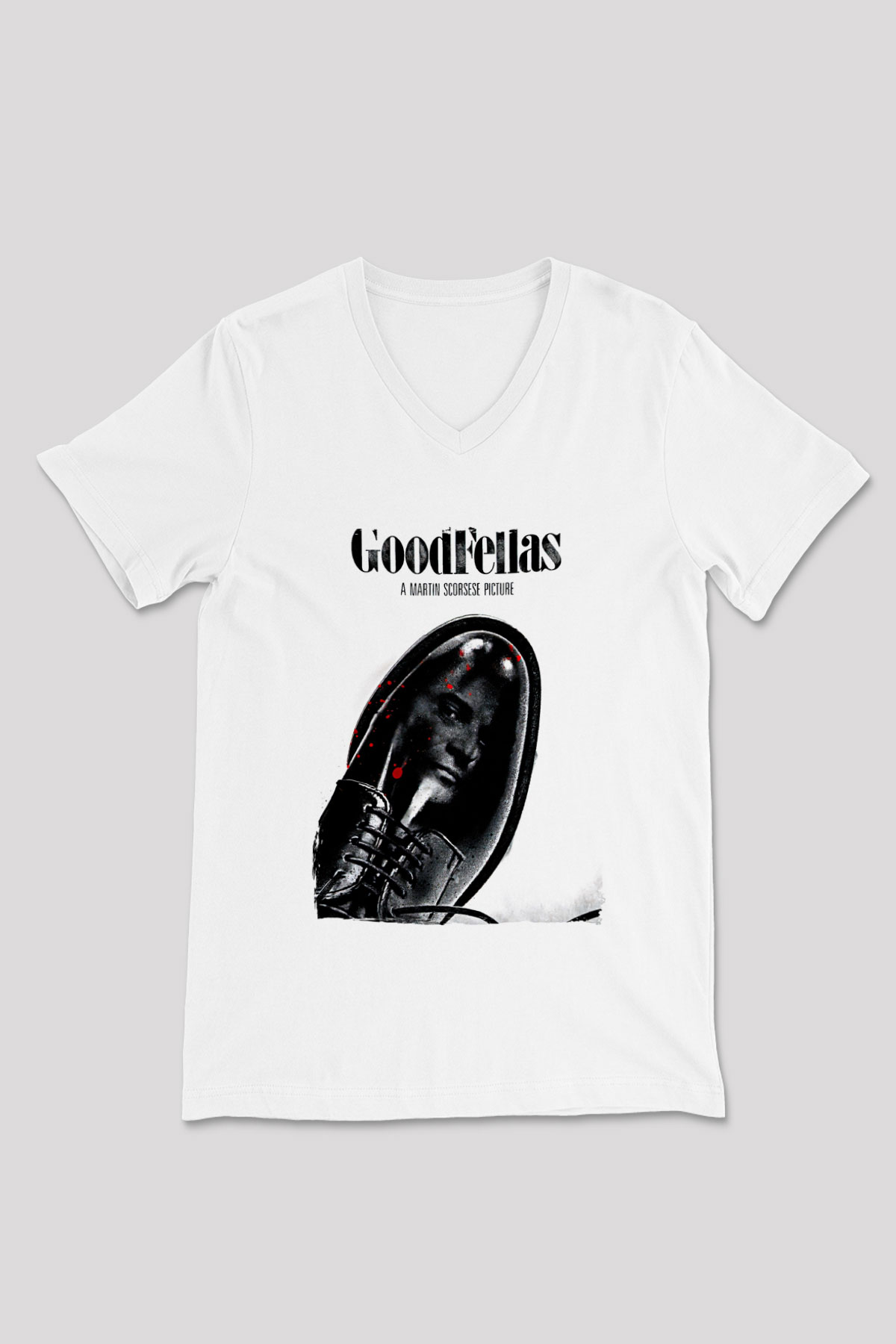 Goodfellas Baskılı Beyaz Unisex V Yaka Tişört - Tshirt