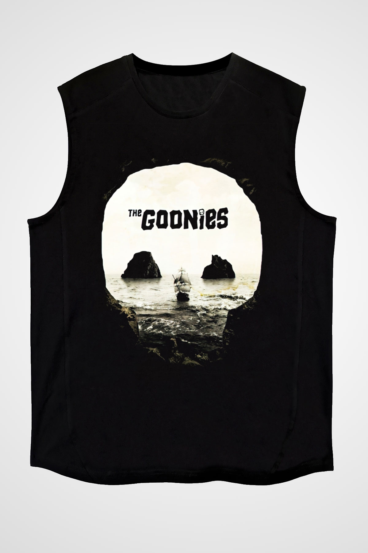 Goonies Siyah Unisex Kolsuz Tişört
