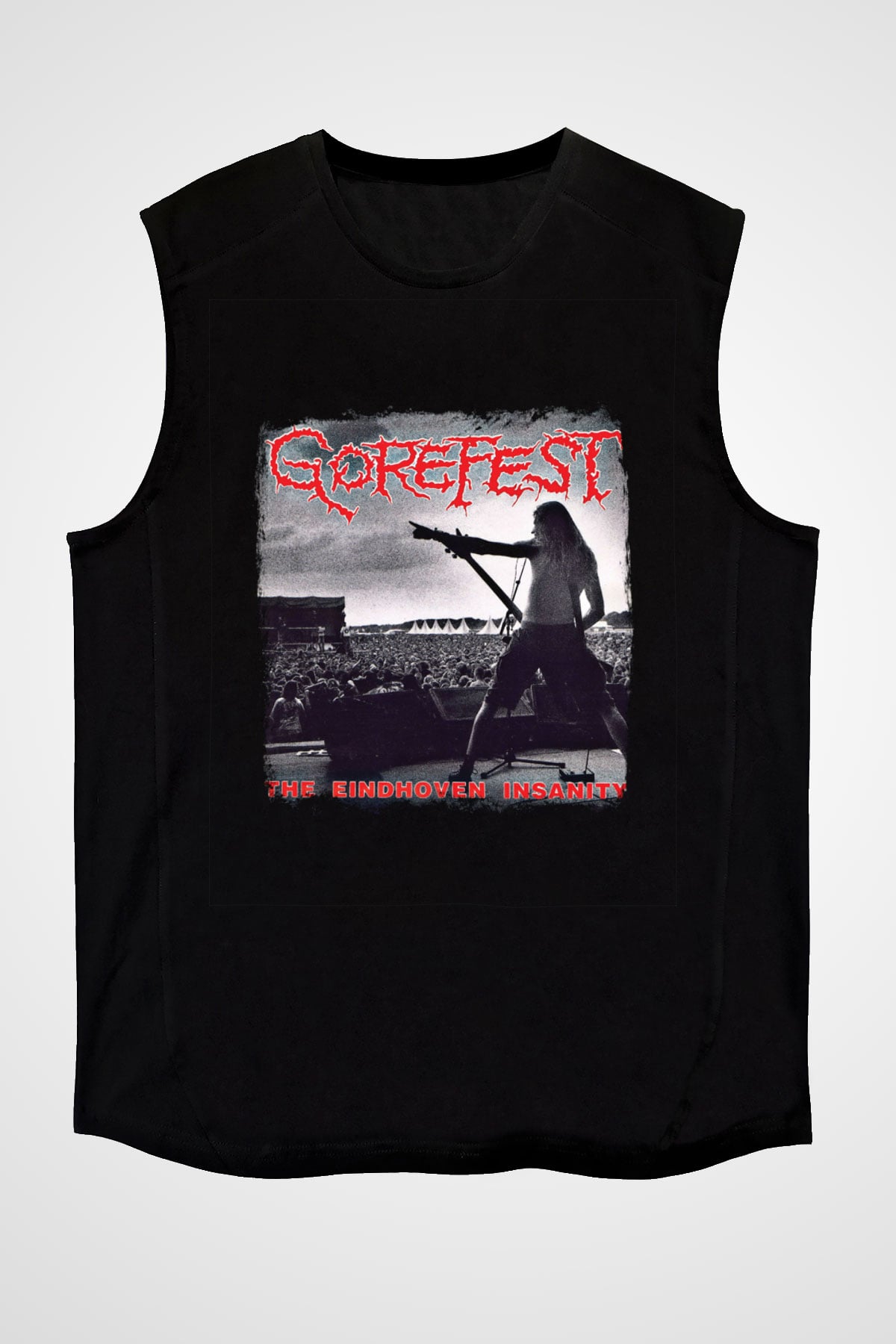 Gorefest Baskılı Unisex Siyah Kolsuz Tişört