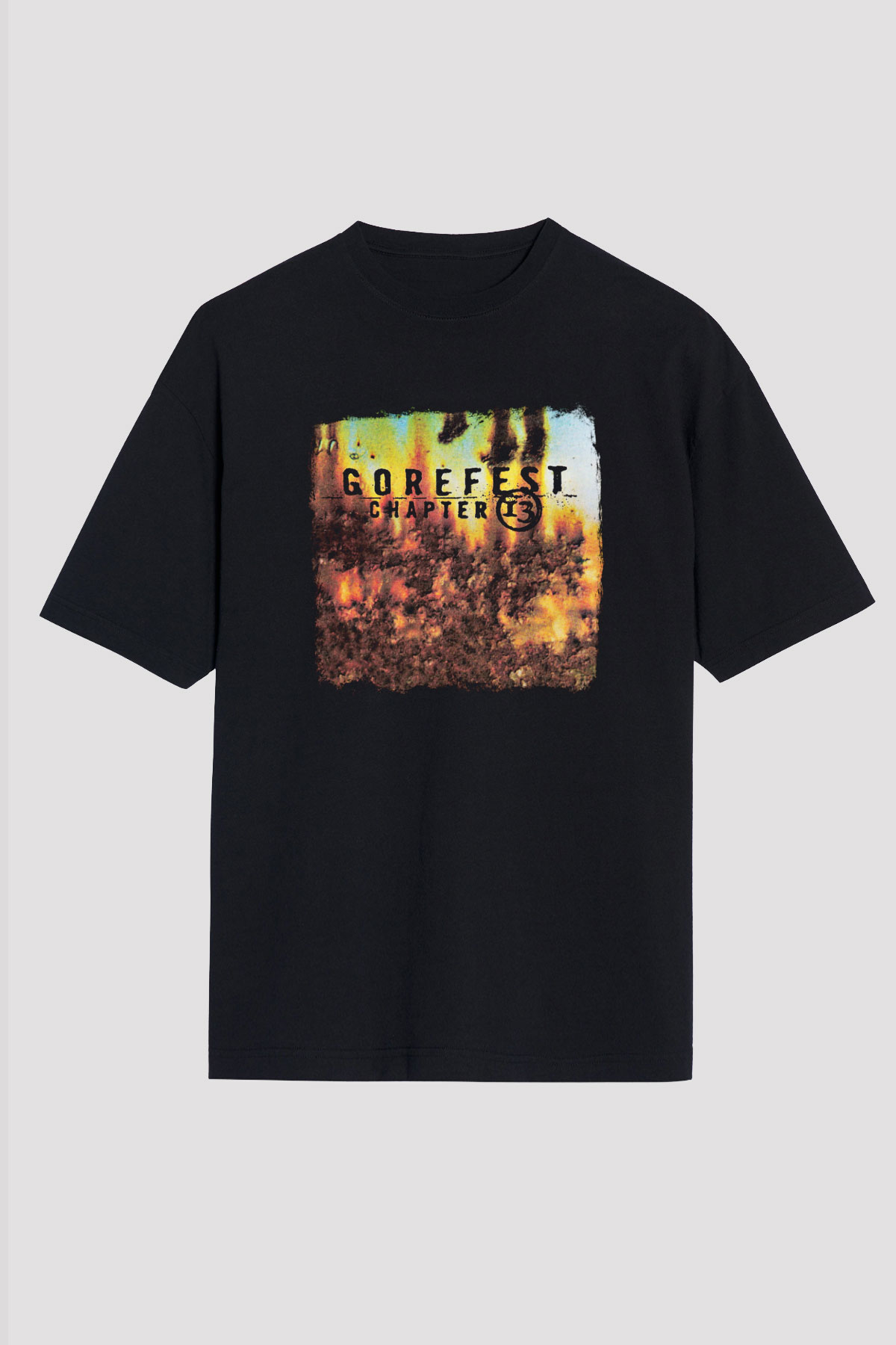 Gorefest Baskılı Unisex Siyah Oversize Tişört