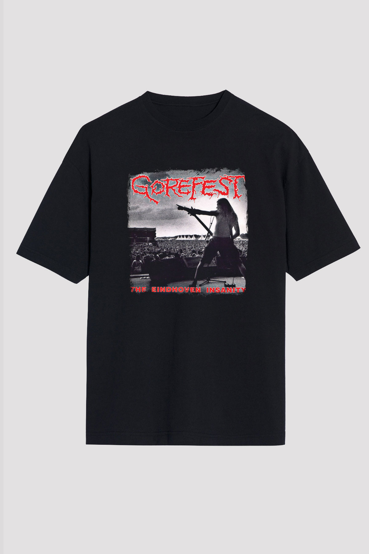 Gorefest Baskılı Unisex Siyah Oversize Tişört