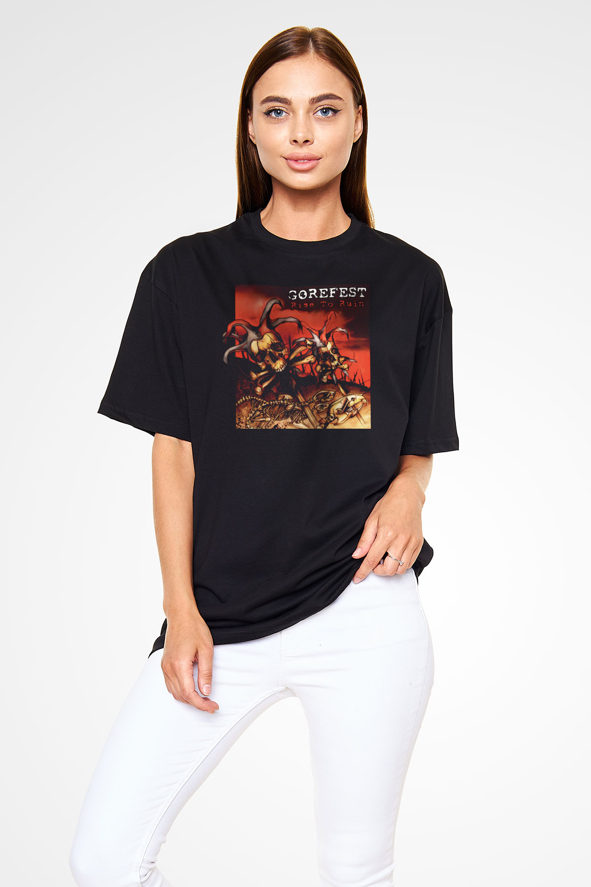 Gorefest Siyah Unisex Oversize Tişört T-Shirt