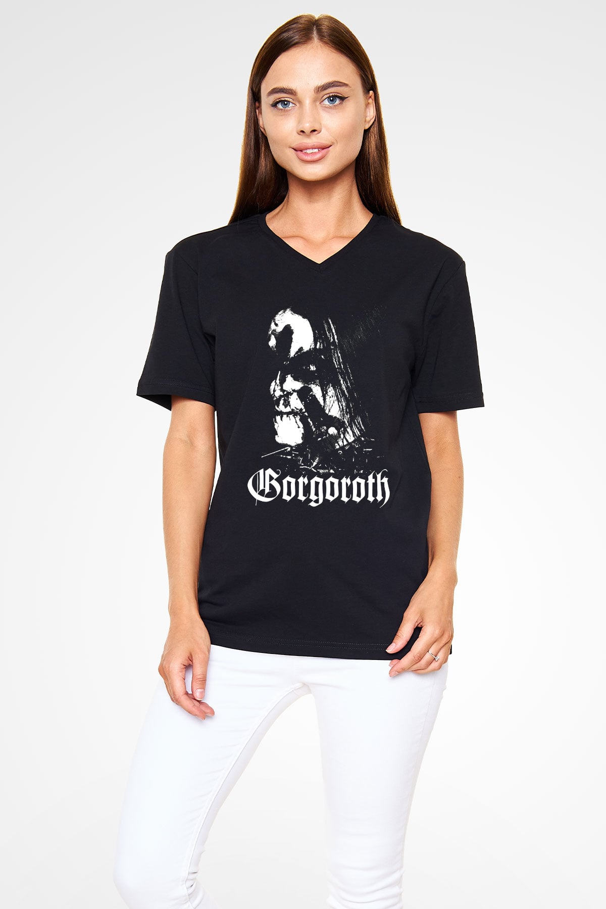 Gorgoroth Siyah Unisex V Yaka Tişört T-Shirt