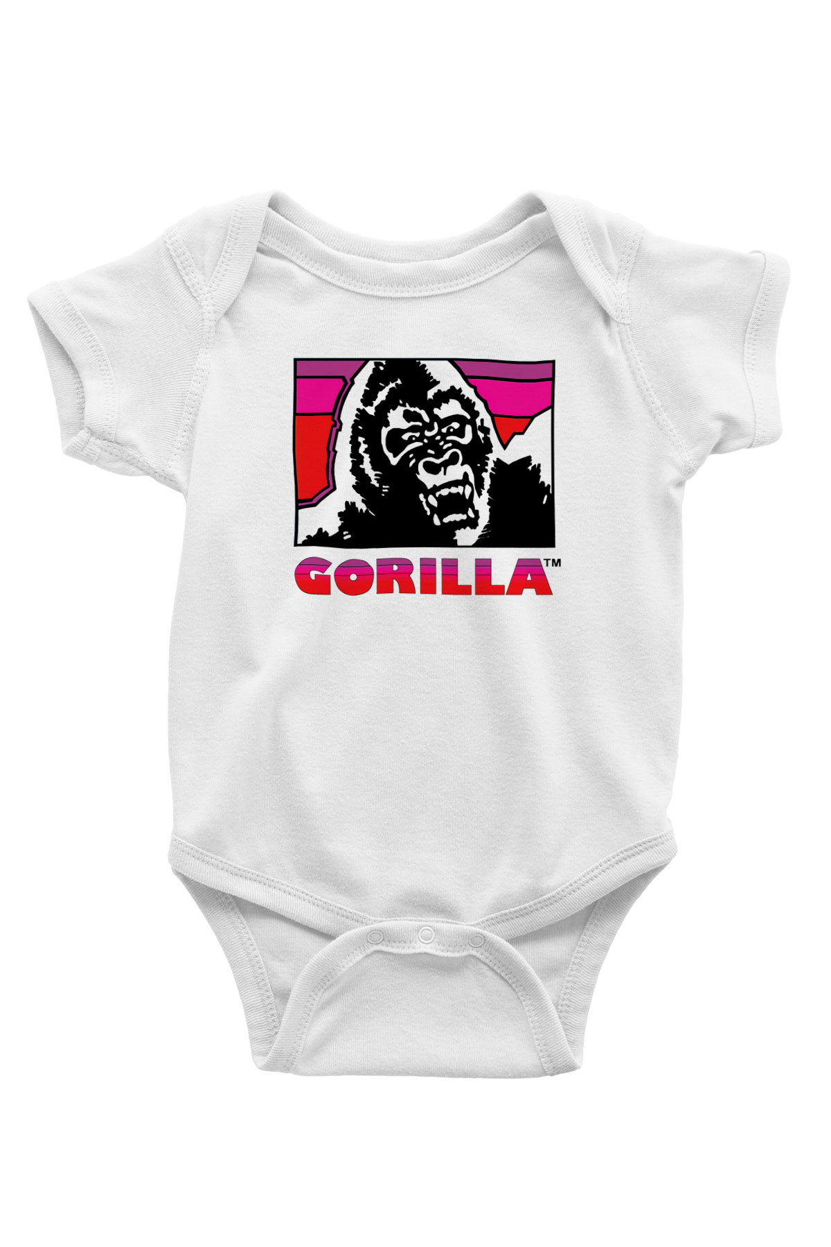 Goril Baskılı Beyaz Unisex Bebek Body - Zıbın