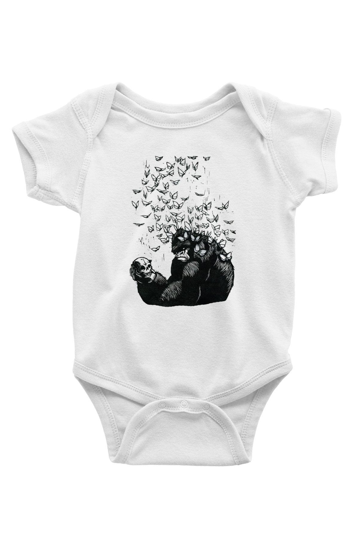 Goril Baskılı Beyaz Unisex Bebek Body - Zıbın