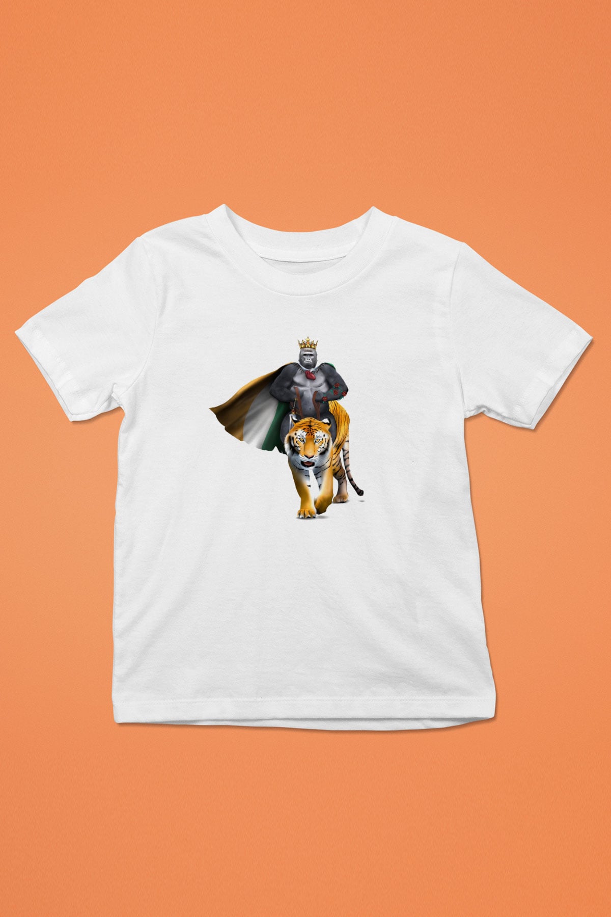Goril Baskılı Beyaz Unisex Çocuk Tişört