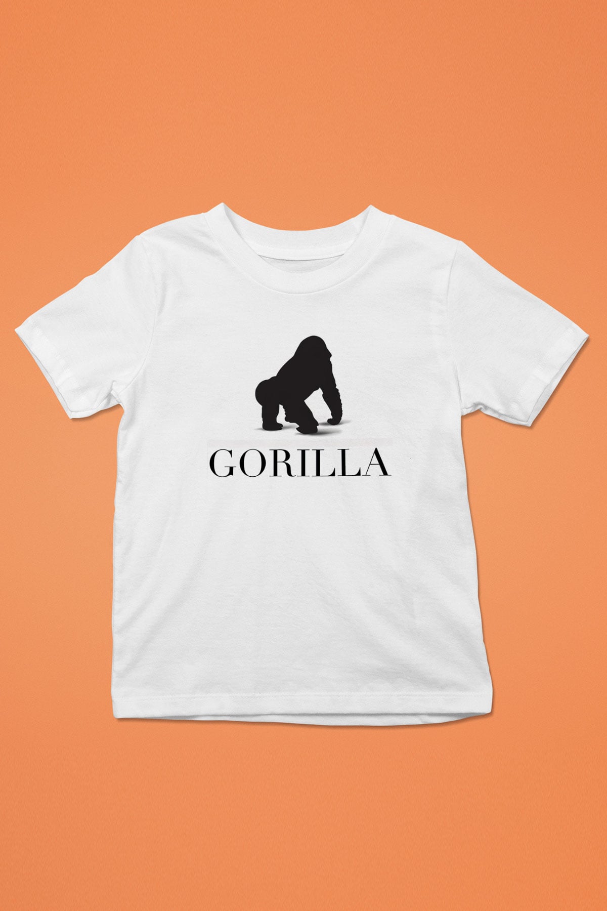 Goril Baskılı Beyaz Unisex Çocuk Tişört