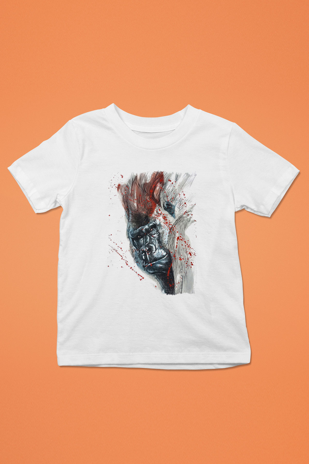 Goril Beyaz Unisex Çocuk Tişört