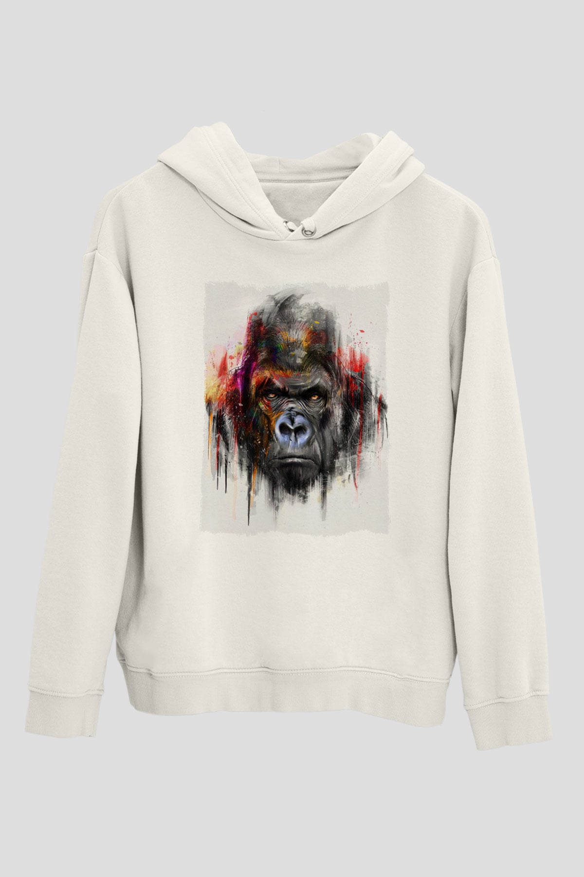 Goril Beyaz Unisex Hoodie