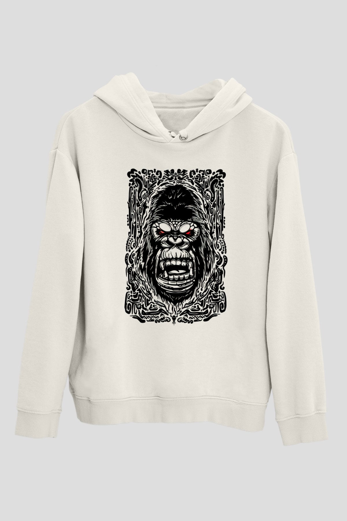 Goril Beyaz Unisex Hoodie