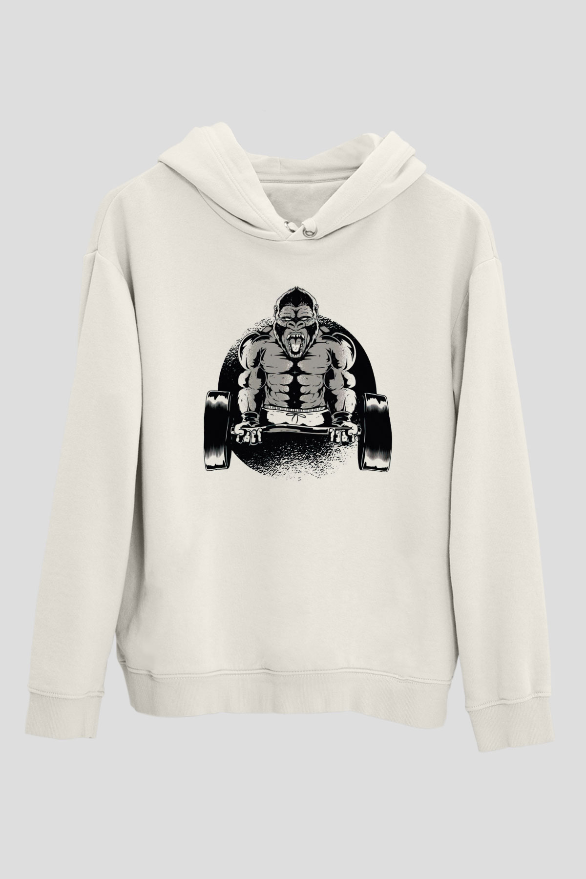 Goril Beyaz Unisex Hoodie