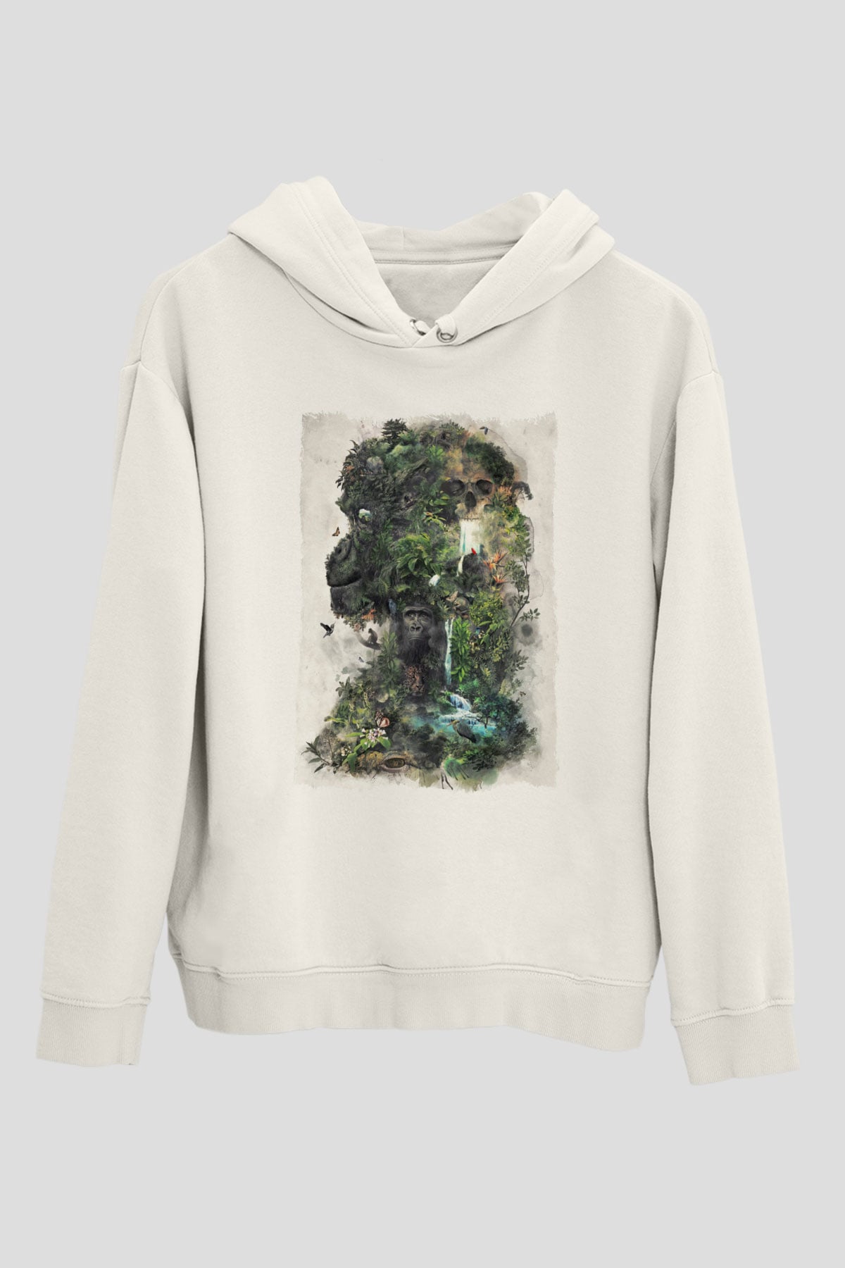 Goril Beyaz Unisex Hoodie