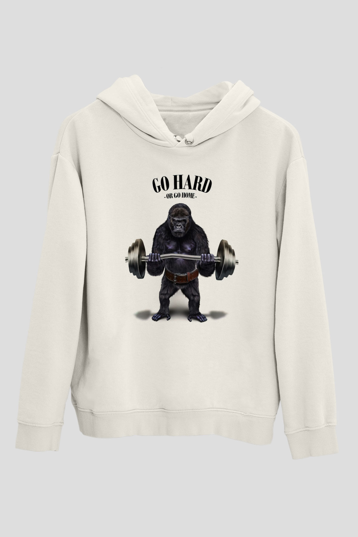 Goril Beyaz Unisex Hoodie