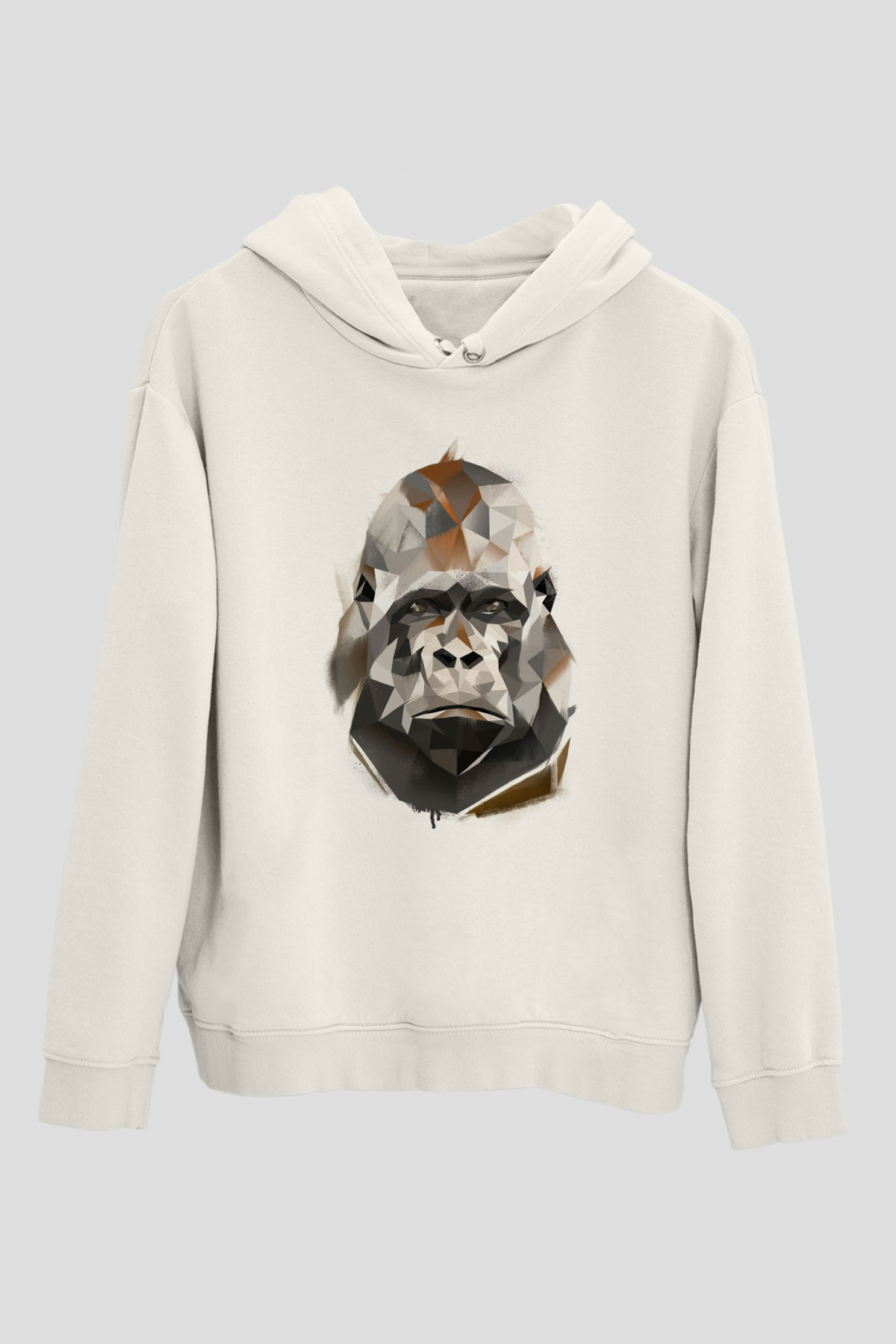 Goril Beyaz Unisex Hoodie