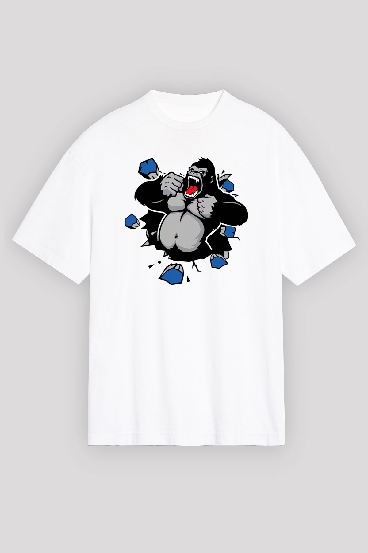 Goril Beyaz Unisex Oversize Tişört T-Shirt