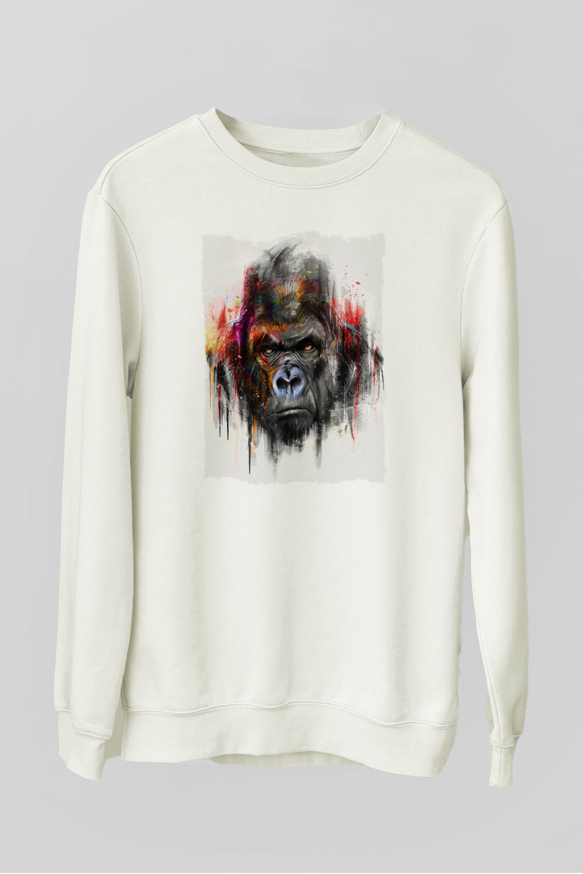 Goril Beyaz Unisex Sweatshirt