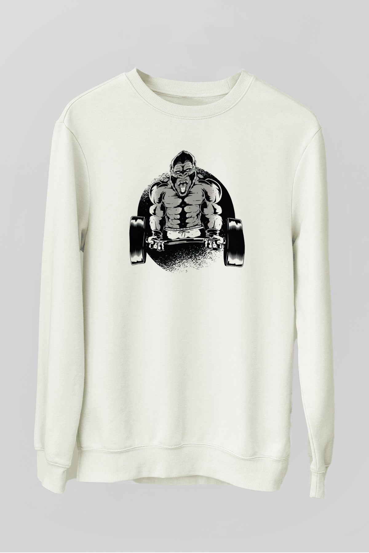 Goril Beyaz Unisex Sweatshirt