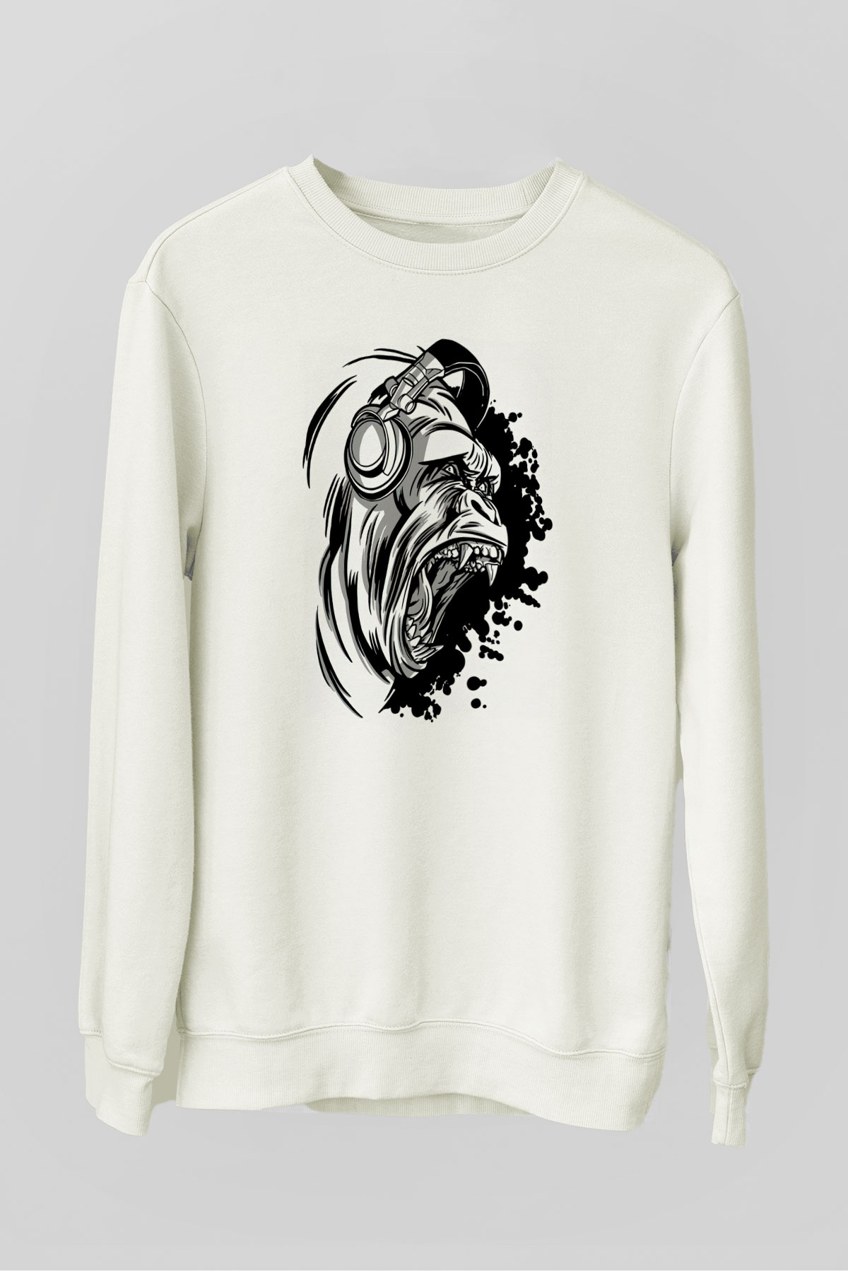 Goril Beyaz Unisex Sweatshirt