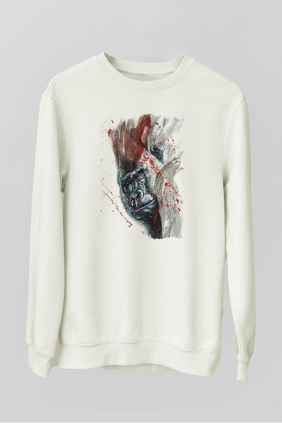 Goril Beyaz Unisex Sweatshirt