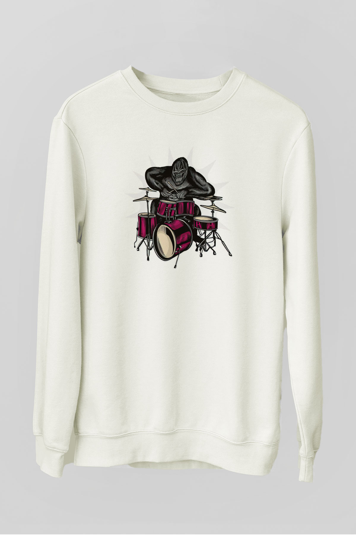 Goril Beyaz Unisex Sweatshirt